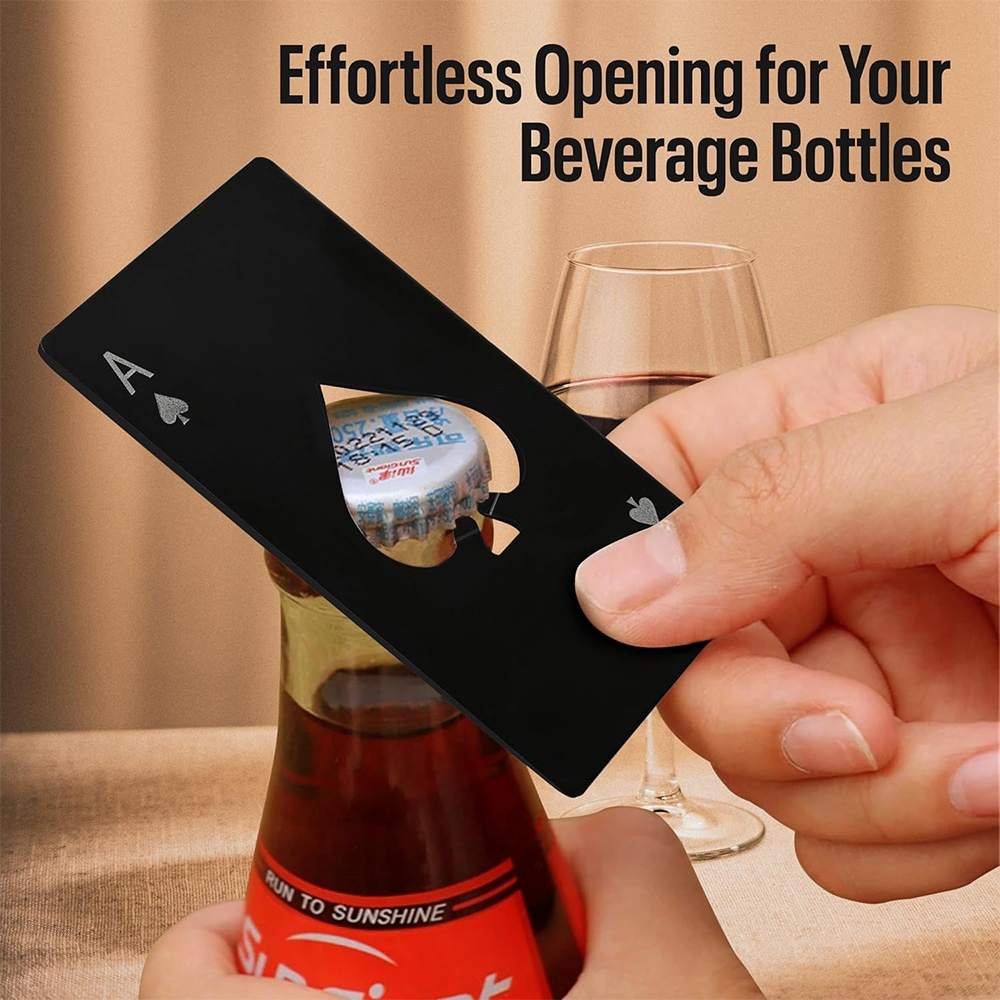 Desfacator sticle tip card portofel, inox negru, 86 x 54 mm, model compact reutilizabil, deschizator bere [6]