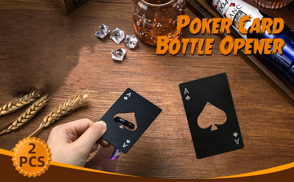 Desfacator sticle tip card portofel, set 2 buc, inox negru, 8.5 x 5.4 cm, deschizator bere compact reutilizabil [9]