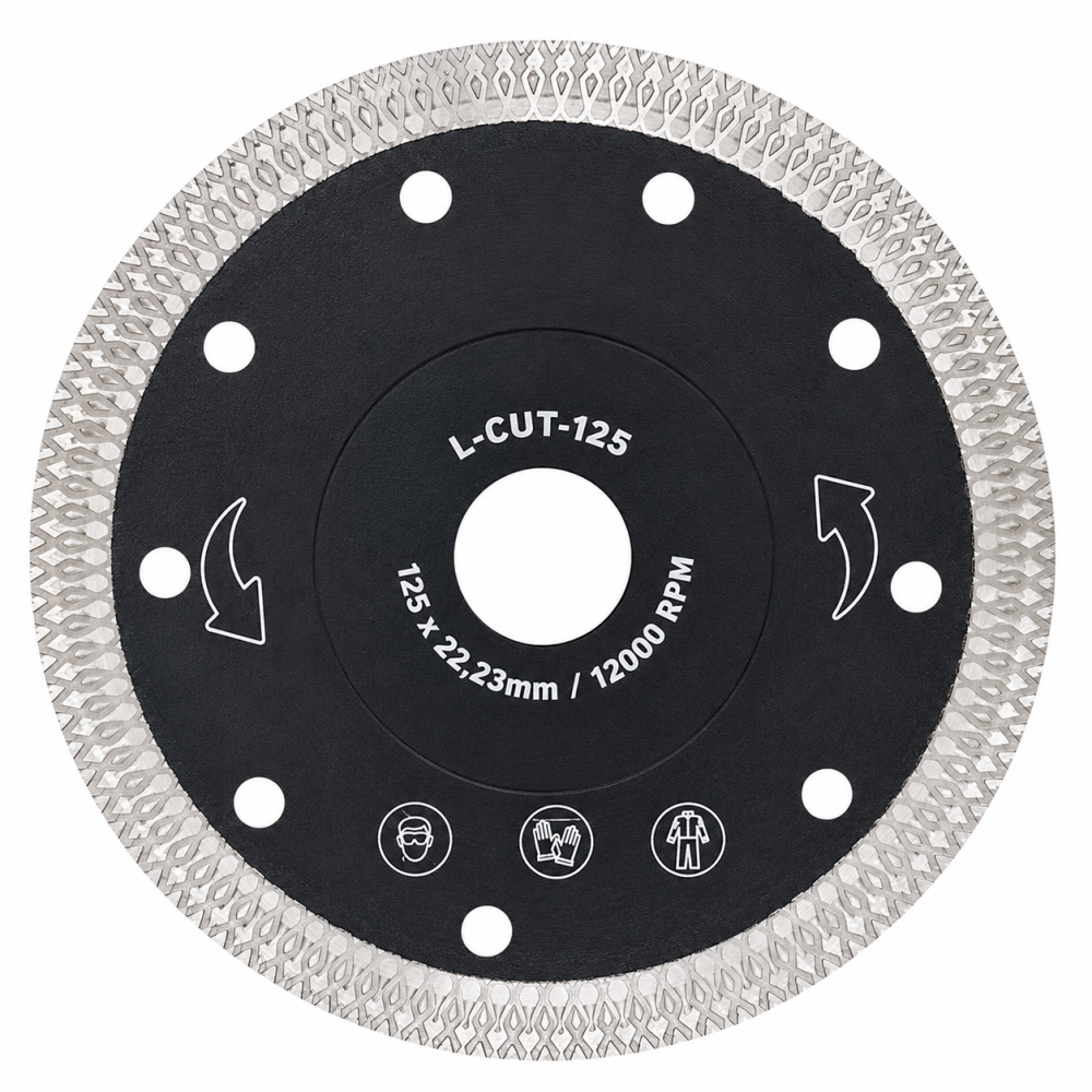 Disc diamantat continuu pentru portelan, ceramica, sticla si materiale compozite, 125 mm, grosime 1.4 mm, alezaj 22.2 mm [5]