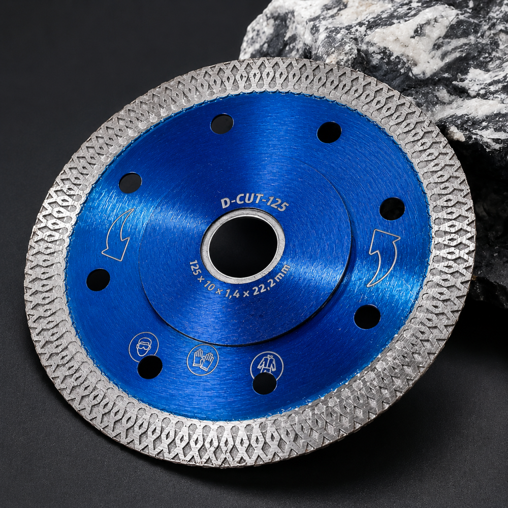 Disc diamantat profesional pentru portelan, gresie, ceramica si piatra, 125 mm, taiere uscata, albastru [5]