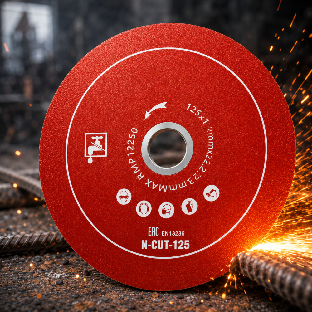 Disc diamantat rosu 125 mm pentru taiere si slefuire, dubla fata diamantata, grosime 1.2 mm, prindere 22.23 mm, pentru ceramica, gresie, faianta si piatra [5]