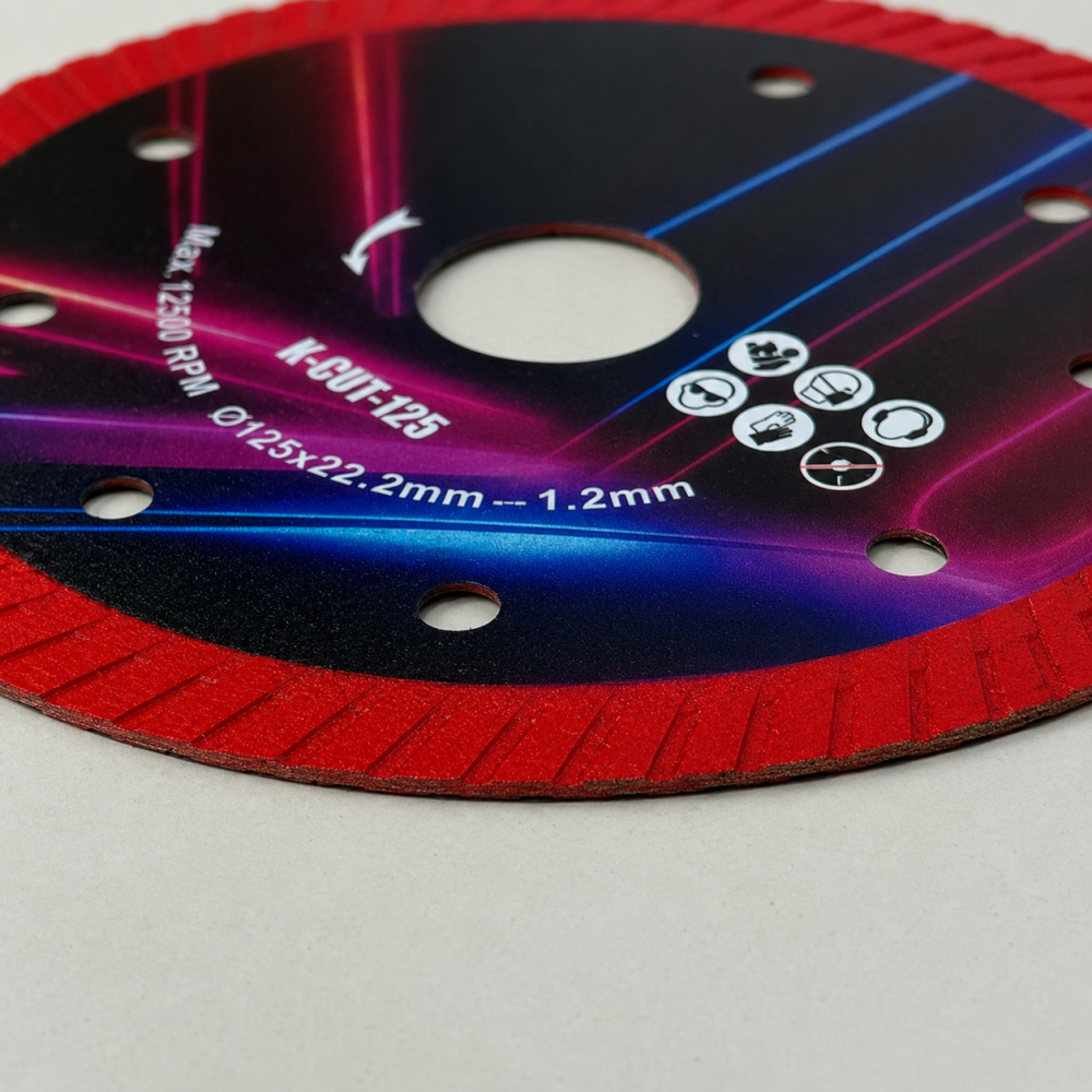 Disc diamantat turbo pentru gresie portelanata si ceramica, 125 mm, 22.2 mm, taiere uscata, grosime 1.5 mm [5]