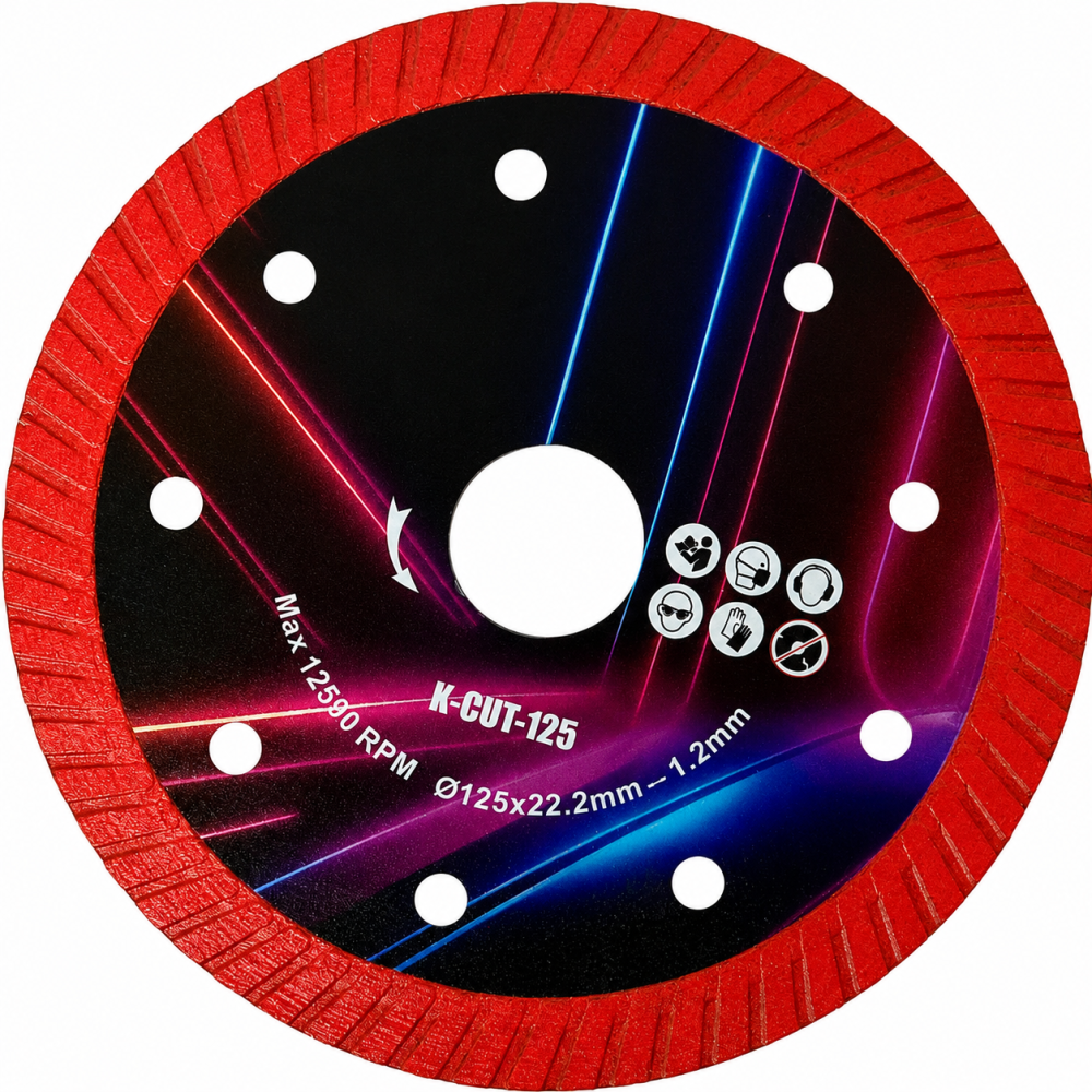 Disc diamantat turbo pentru gresie portelanata si ceramica, 125 mm, 22.2 mm, taiere uscata, grosime 1.5 mm [6]
