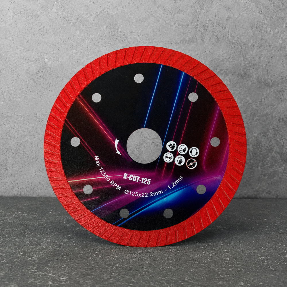 Disc diamantat turbo pentru gresie portelanata si ceramica, 125 mm, 22.2 mm, taiere uscata, grosime 1.5 mm [7]