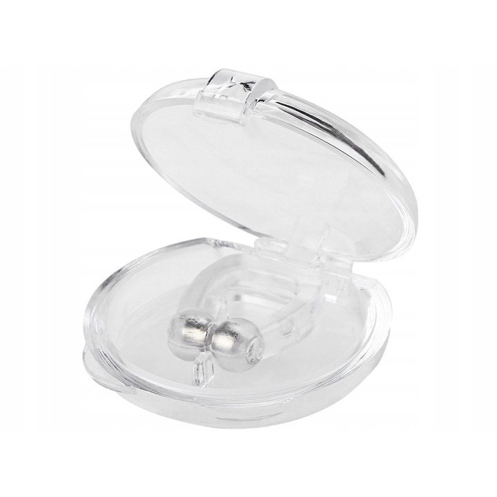 Dispozitiv nazal anti-sforait, cu magneti integrati, din silicon moale, reutilizabil, portabil, pentru respiratie usoara si somn linistit, transparent, 2 x 1.5 cm [6]