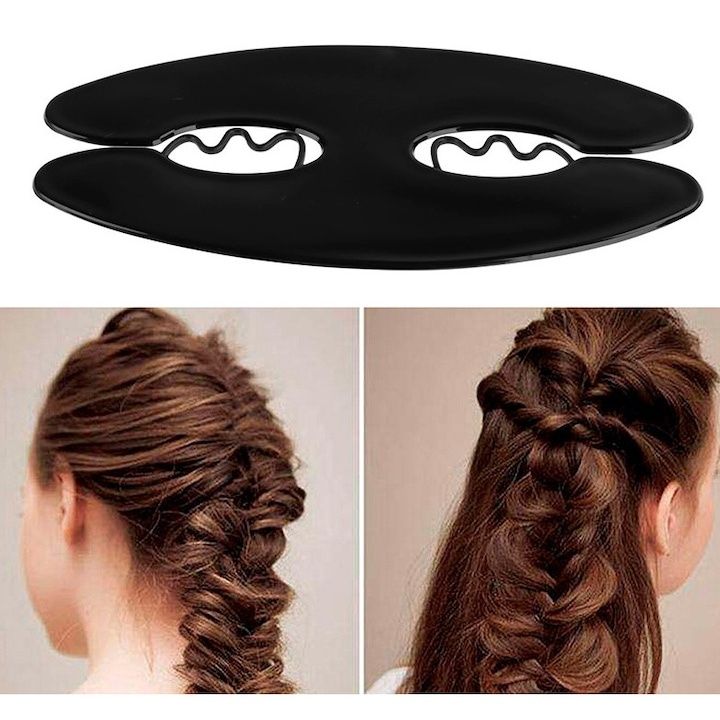 Dispozitiv pentru impletirea parului, utilizare usoara, gri – accesoriu practic pentru coada impletita tip „os de peste” [9]