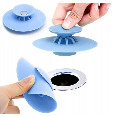 Dop chiuveta/cada din silicon, universal, rezistent la temperaturi ridicate/scazute - Albastru [4]