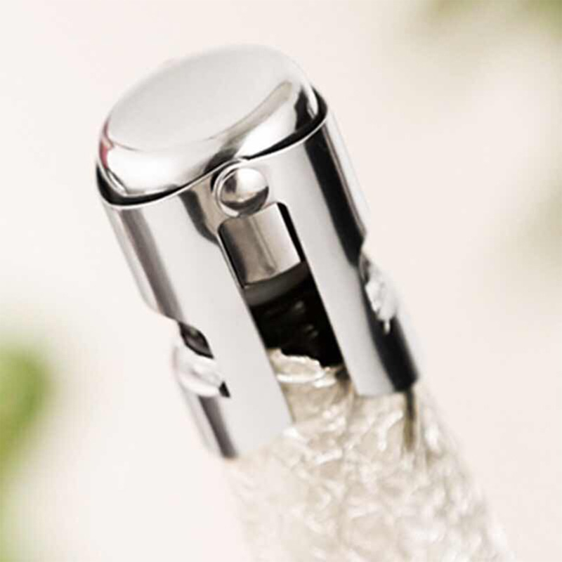 Dop pentru sticle de vin, sampanie, alte bauturi, wine stopper, otel inoxidabil, silicon, argintiu [4]