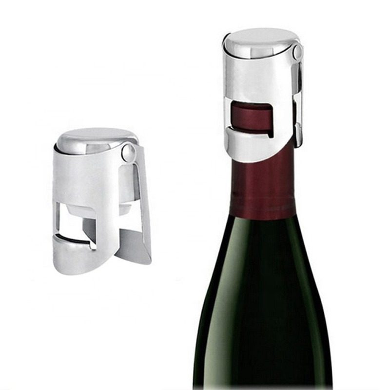 Dop pentru sticle de vin, sampanie, alte bauturi, wine stopper, otel inoxidabil, silicon, argintiu [7]