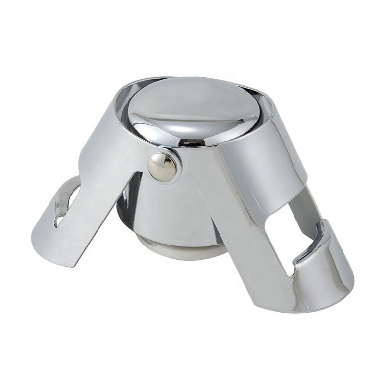 Dop pentru sticle de vin, sampanie, alte bauturi, wine stopper, otel inoxidabil, silicon, argintiu [5]
