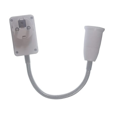 Dulie cu intrerupator si stecher ,adaptor bec clasic E27,lungime 20 cm - Alb [3]