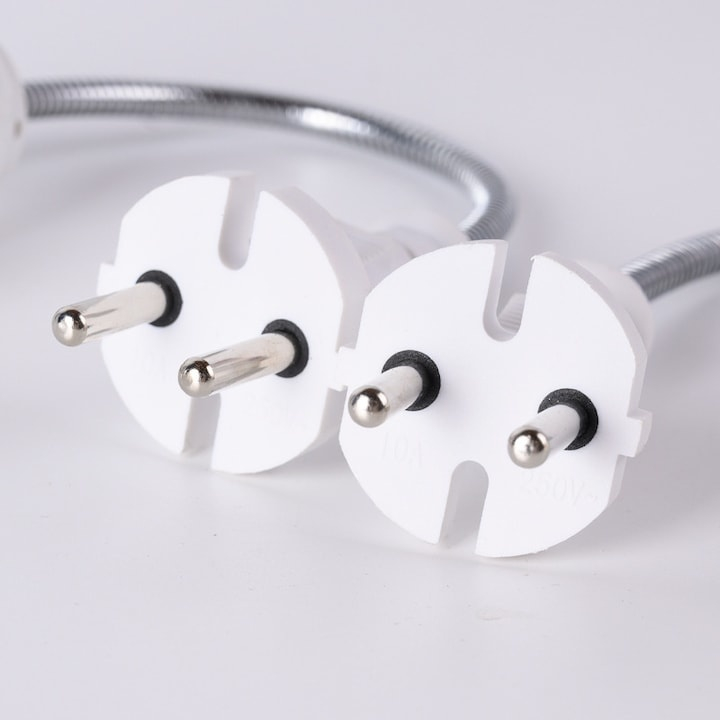 Dulie cu intrerupator si stecher, cu bec LED E27 5W, alb neutru 4500K, brat flexibil 20 cm, alb [9]