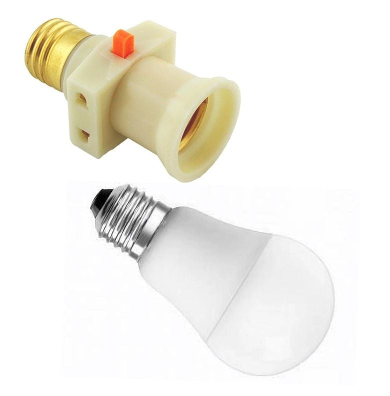 Dulie cu intrerupator si stecher, cu bec LED E27 5W, alb neutru 4500K, fix, alb [1]