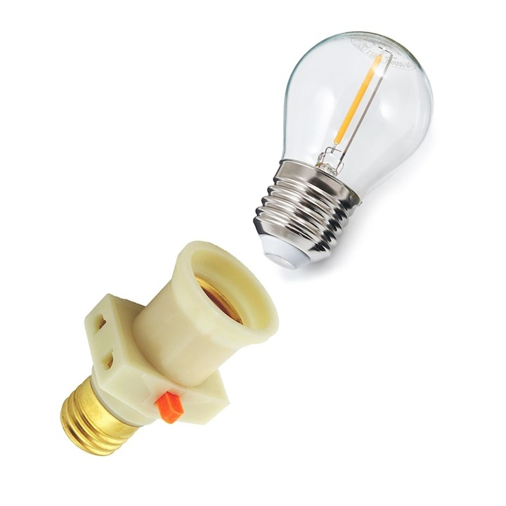 Dulie E27 cu intrerupator si adaptor electric pentru 2 dispozitive, 4A, 60W, 220–250V, culoare alba [6]