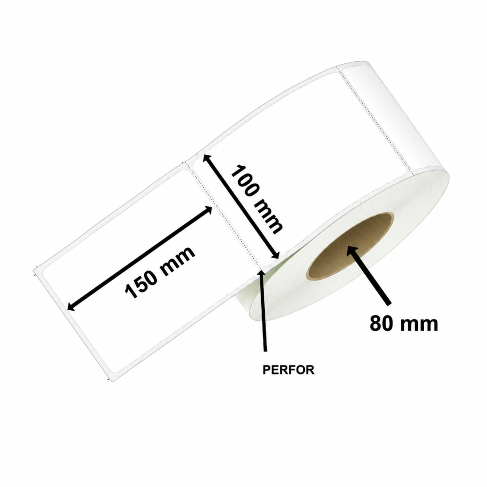 Etichete autoadezive termice albe 100 x 150 mm, 1000 etichete pe rola, manson 80 mm, imprimare directa fara ribon, pentru AWB, coduri de bare si expediere [2]