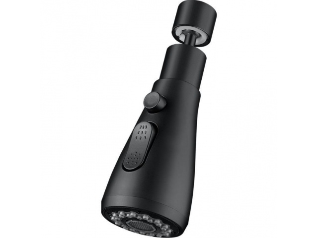 Extensie pentru robinet, 3 tipuri de jet, rotativ 360°, ABS/otel inoxidabil, economisire consum apa, universal, negru, 14 x 5 x 2.2 cm [8]