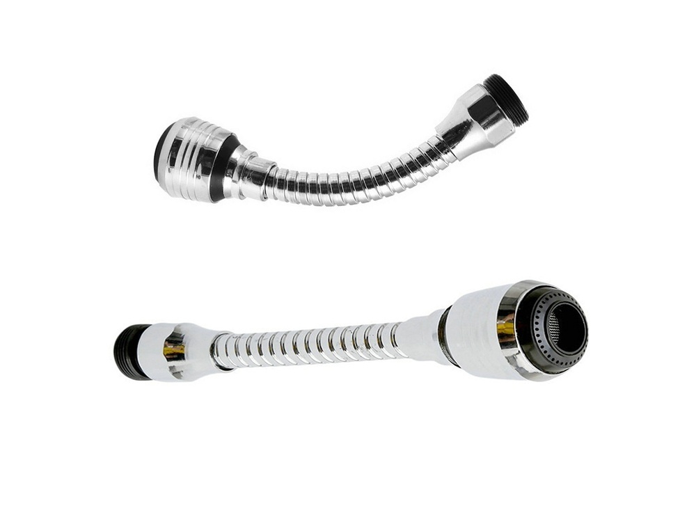 Extensie robinet flexibila cromata cu aerator, rotire 360 grade, 2 moduri jet apa, economisire apa, montaj rapid, 13 cm [6]