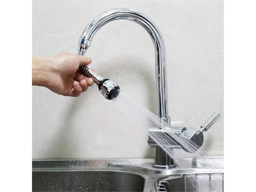 Extensie robinet flexibila cromata cu aerator, rotire 360 grade, 2 moduri jet apa, economisire apa, montaj rapid, 13 cm [3]