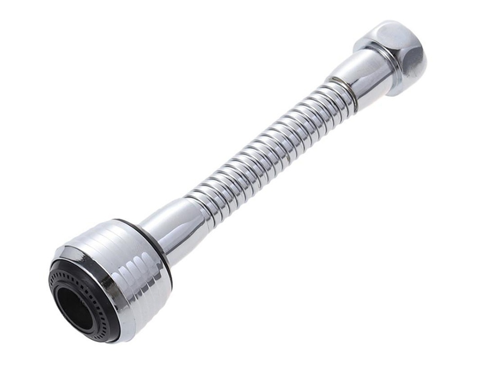 Extensie robinet flexibila cromata cu aerator, rotire 360 grade, 2 moduri jet apa, economisire apa, montaj rapid, 13 cm [4]