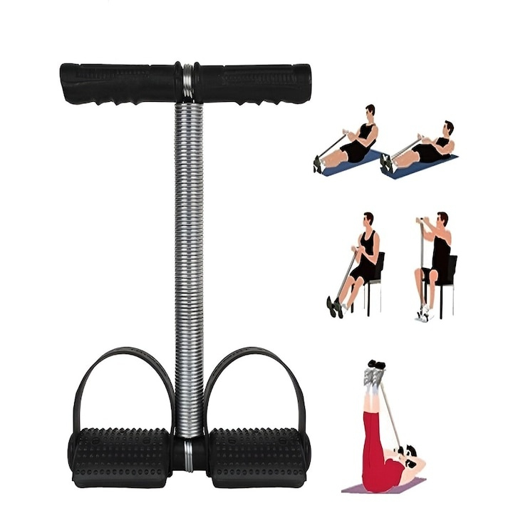 Extensor fitness multifunctional pentru picioare si abdomen, arc din otel, manere ergonomice [7]