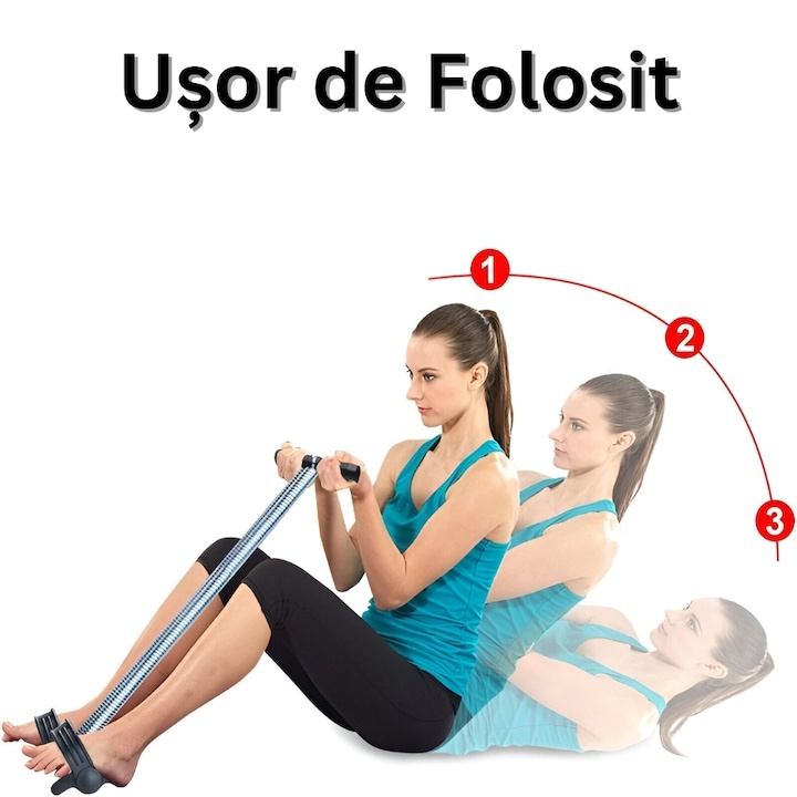 Extensor fitness multifunctional pentru picioare si abdomen, arc din otel, manere ergonomice [3]