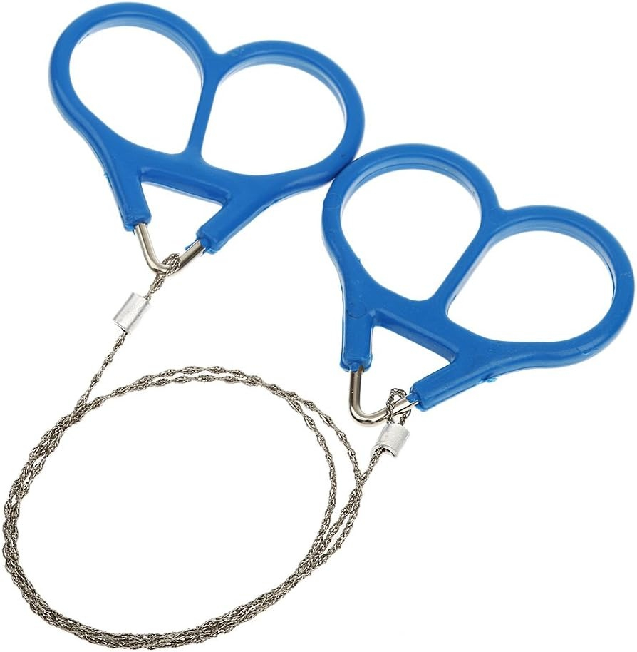 Ferastrau portabil cu lant din inox 54 cm pentru camping si survival, unealta compacta pentru taiere lemn, cu manere ergonomice rotative [2]