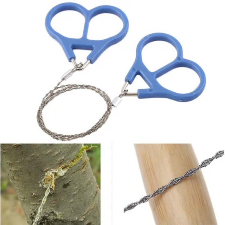 Fierastrau manual cu sarma pentru crengi si lemn, albastru, manere duble, compact si portabil pentru camping si activitati outdoor [3]