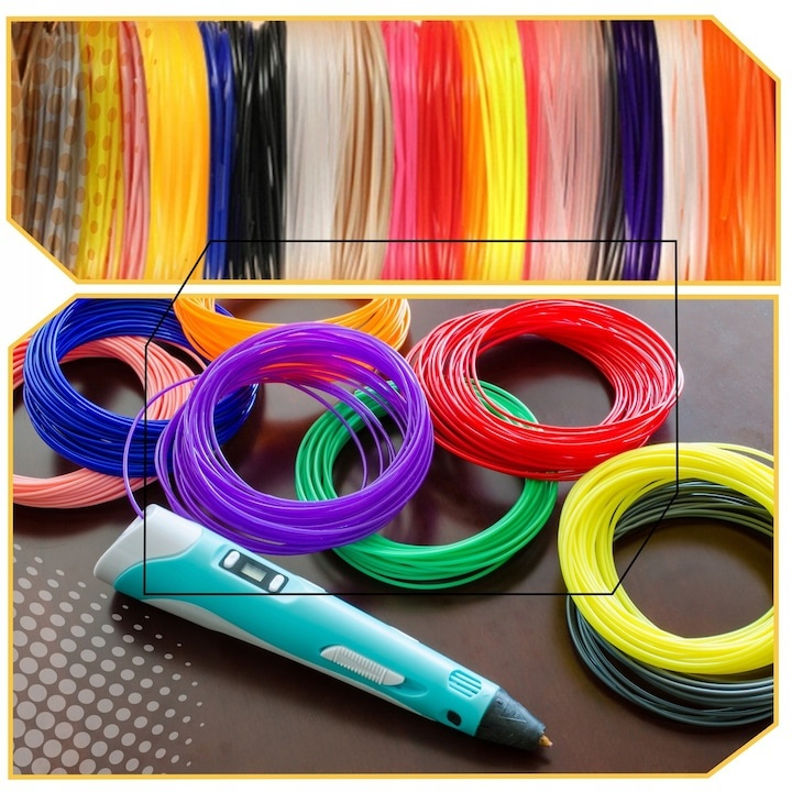 Filament 3D pentru creion 3D, multicolor maro, PLA 1.75 mm, 100 m, 20 culori, 5 m fiecare, imprimare rapida, fara miros, fara blocaj [6]