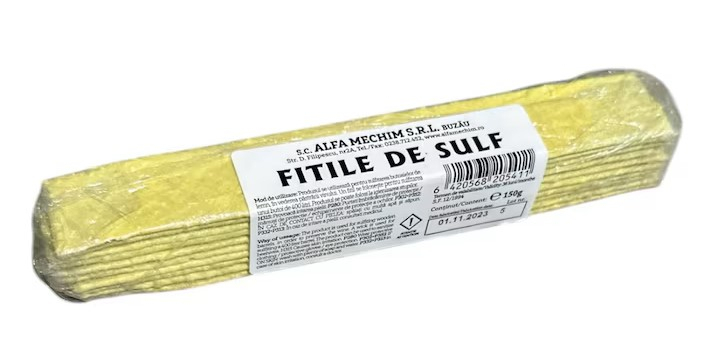 Fitile de sulf 150 g, pentru dezinfectarea butoaielor si spatiilor de depozitare, utilizare in viticultura si industrie alimentara [2]
