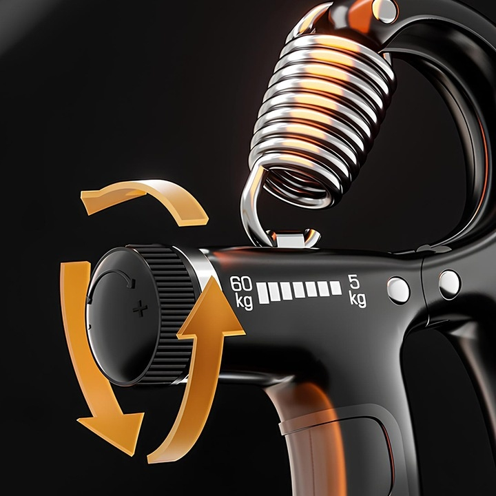 Flexor antebrat reglabil 5-60 kg, contor repetari, maner ergonomic antiderapant, otel, 16 x 9 x 2 cm, negru [5]