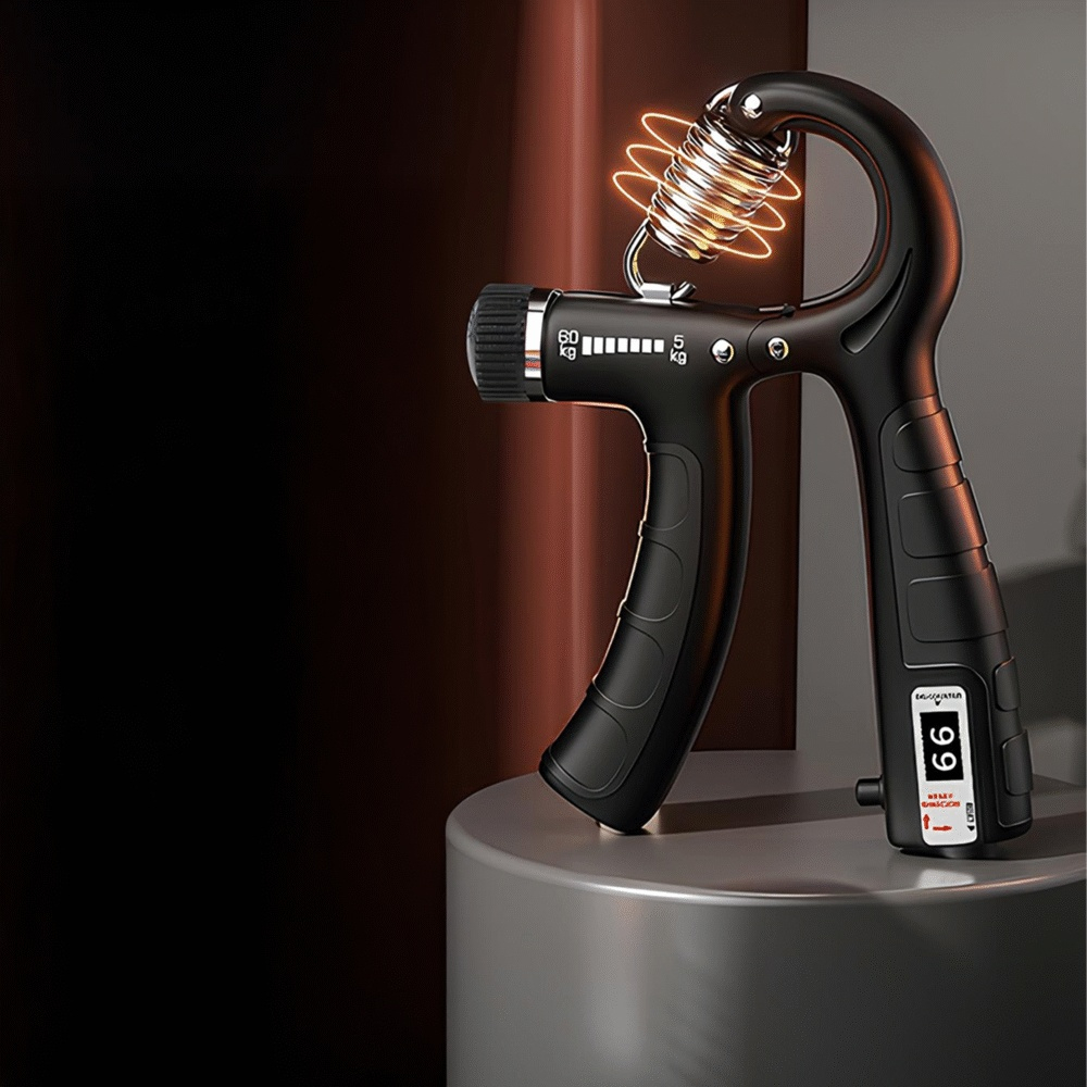Flexor forta maini negru 16 cm, reglabil 5-60 kg cu contor repetari, aparat pentru exercitii maini si antebrat, recuperare, prindere ergonomica [4]