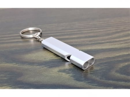 Fluier militar tip breloc, metalic, foarte puternic, pana la 150 decibeli, pentru arbitrii, camping [5]