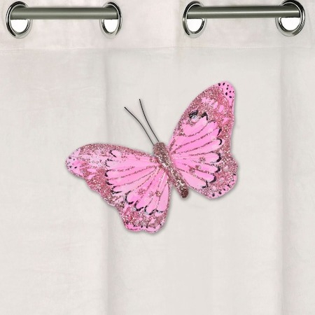 Fluturas roz lucios cu clema, accesoriu pentru draperii,perdele si diverse 10 cm [2]