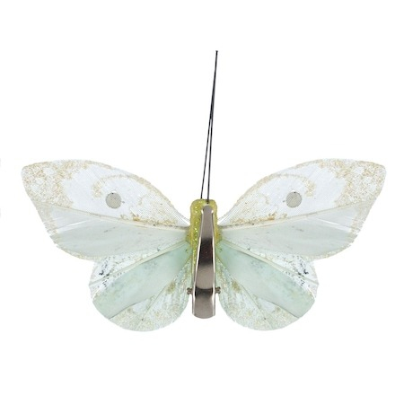 Fluturas roz lucios cu clema, accesoriu pentru draperii,perdele si diverse 10 cm - Alb [2]