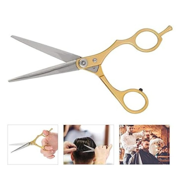 Foarfeca de tuns, otel inoxidabil, lungime 16 cm, auriu [7]