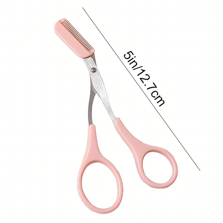 Foarfeca pentru conturarea sprancenelor, roz, 12.7 cm, cu pieptene integrat, foarfeca pentru tuns si modelare precisa a sprancenelor [9]