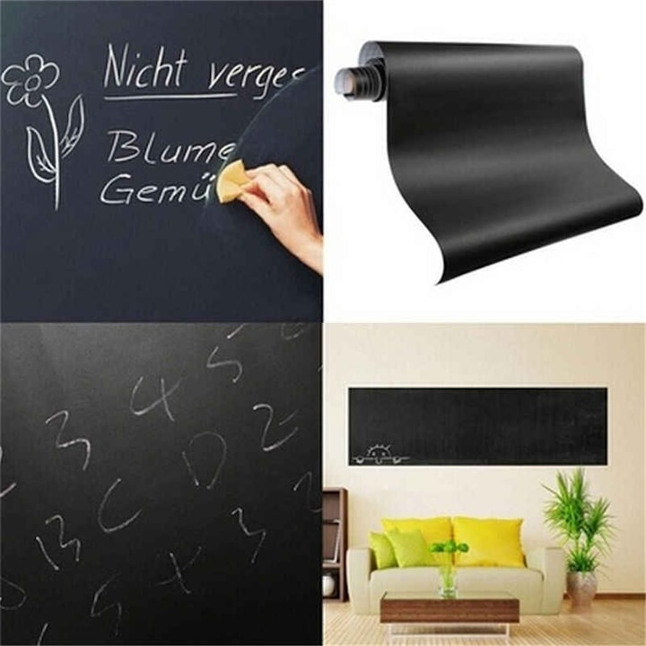 Folie tip tabla neagra pentru perete si mobilier, reinscriptibila cu creta, 45 x 200 cm, autoadeziva, cu accesorii incluse [5]