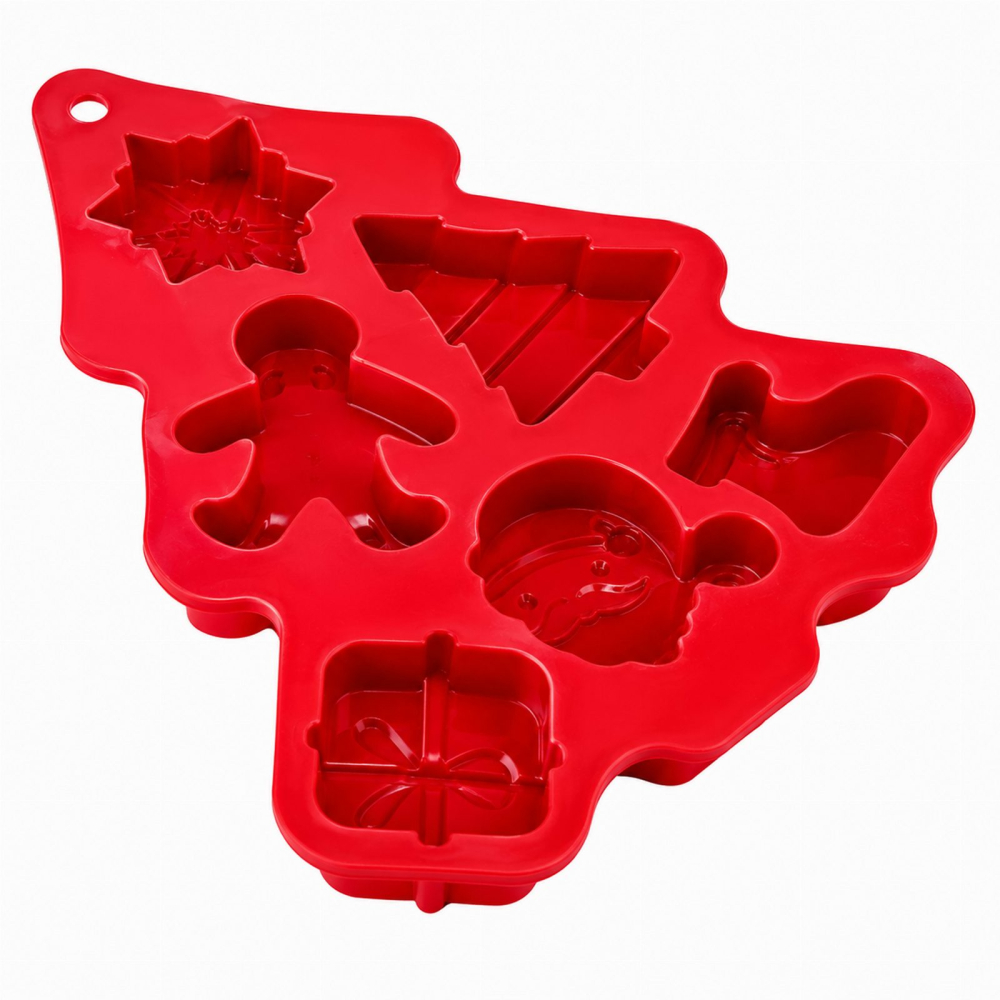 Forma Silicon Craciun Rosie, 27 x 17 x 3,5 cm, Matrita cu 6 Modele Festive [5]