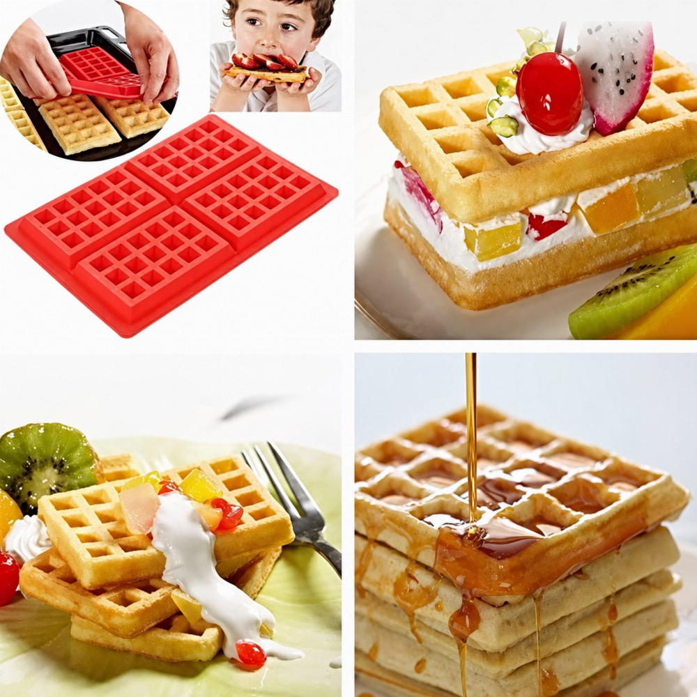 Forma Silicon Waffle Rosie, 27,7 x 18,4 cm, pentru 4 Gofre Dreptunghiulare [12]