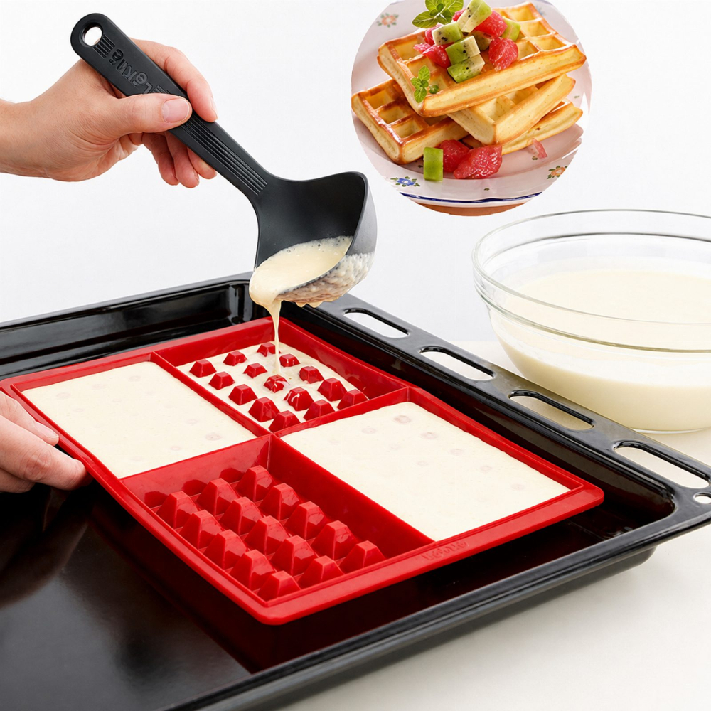 Forma Silicon Waffle Rosie, 27,7 x 18,4 cm, pentru 4 Gofre Dreptunghiulare [10]