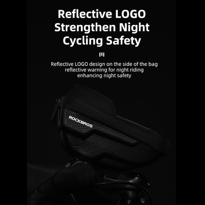 Geanta de bicicleta pentru telefon, 19 x 10 x 7.3 cm, montare pe ghidon, negru [4]