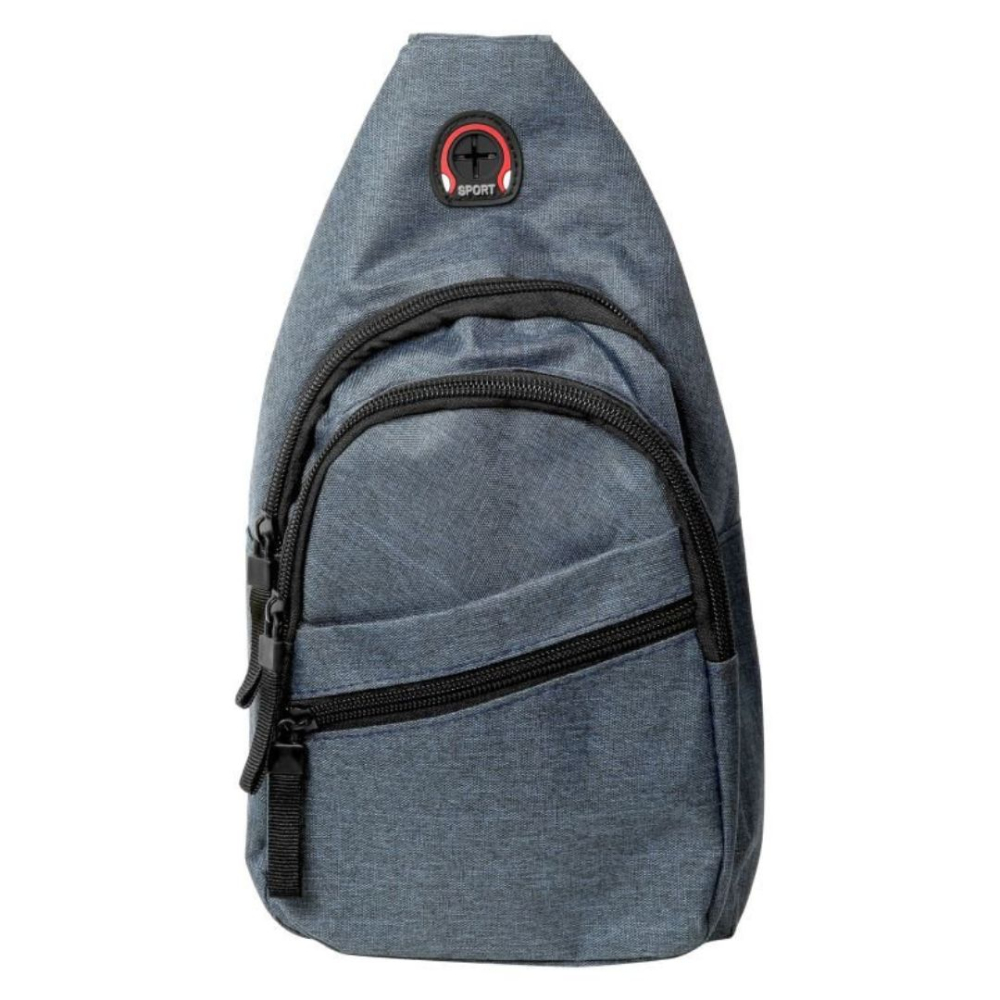 Geanta de piept, albastra 30 x 17 x 8,5 cm textila, 3 buzunare exterioare cu fermoar, curea ajustabila, compartiment interior [3]
