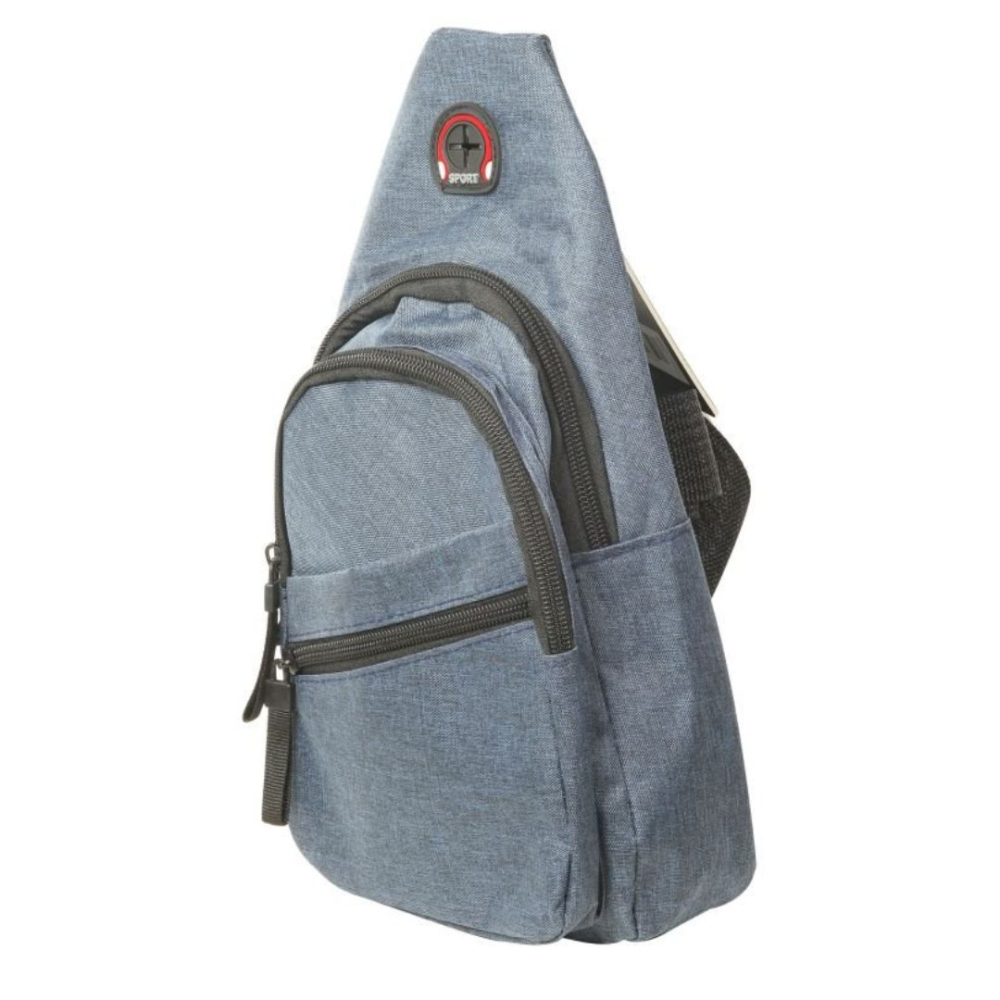 Geanta de piept, albastra 30 x 17 x 8,5 cm textila, 3 buzunare exterioare cu fermoar, curea ajustabila, compartiment interior [4]