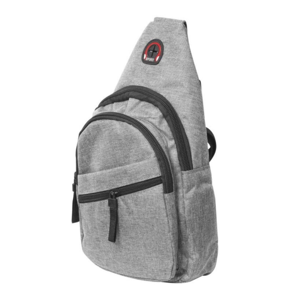 Geanta de piept, gri 30 x 17 x 8,5 cm textila, 3 buzunare cu fermoar, curea ajustabila, compartiment principal si interior [2]