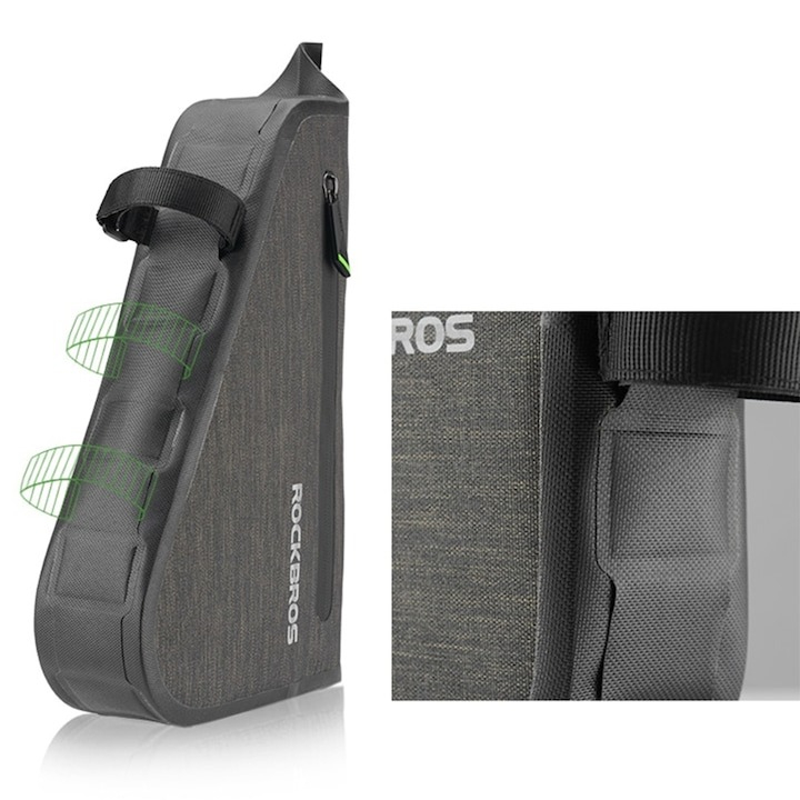 Geanta pentru bicicleta, fixare velcro, impermeabila, 8l, 40 x 23 x 6 cm, negru [5]