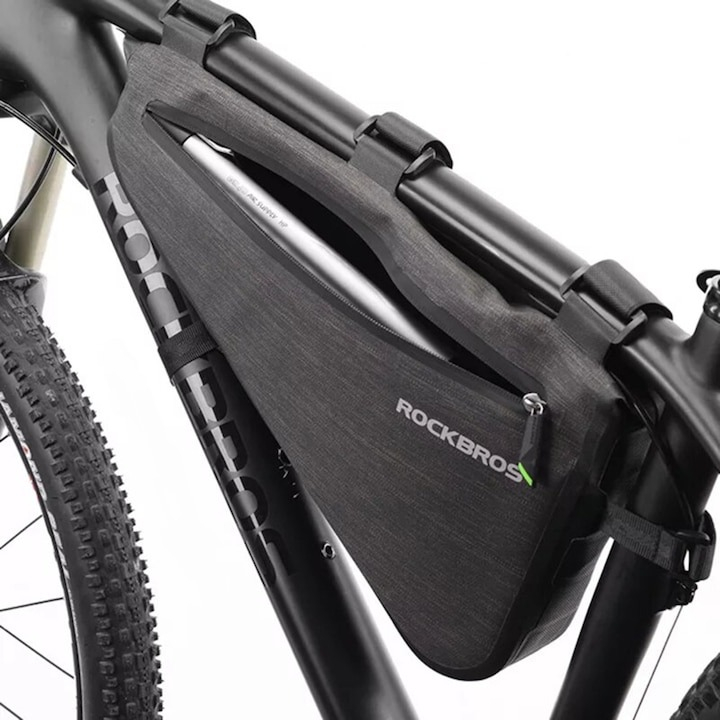 Geanta pentru bicicleta, fixare velcro, impermeabila, 8l, 40 x 23 x 6 cm, negru [2]