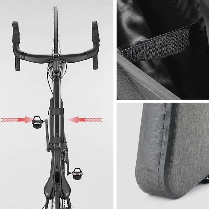 Geanta pentru bicicleta, fixare velcro, impermeabila, 8l, 40 x 23 x 6 cm, negru [4]