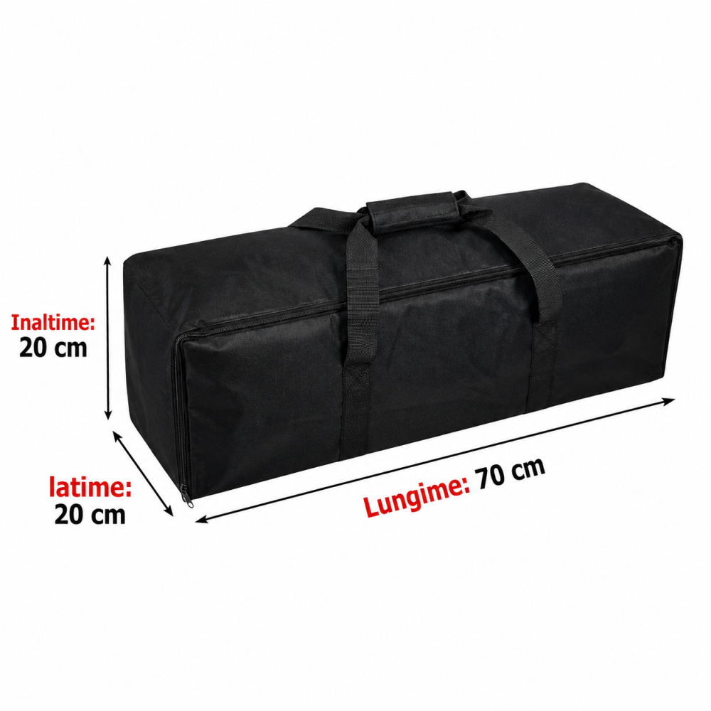 Geanta pentru Transport Echipamente Foto si Video, Nylon Rezistent, Compartiment Mare pentru Lumini Studio, Stative si Accesorii, 70 x 20 x 20 cm, Negru [3]