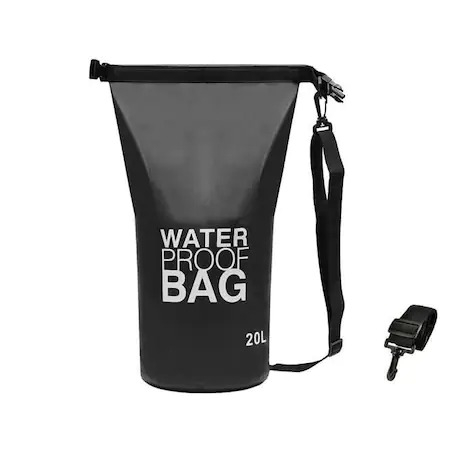 Geanta/rucsac camping, impermeabila, curea umar, PVC, negru, 20 L, 37x55.5 cm [2]