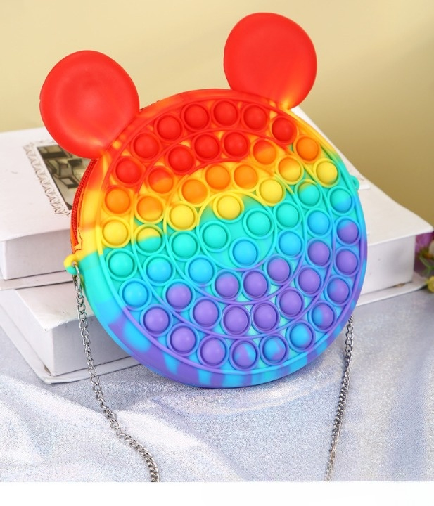 Geanta senzoriala Pop It multicolor, 16 cm, silicon flexibil, antistres, reutilizabila, accesoriu pentru copii, 3 ani+ [4]